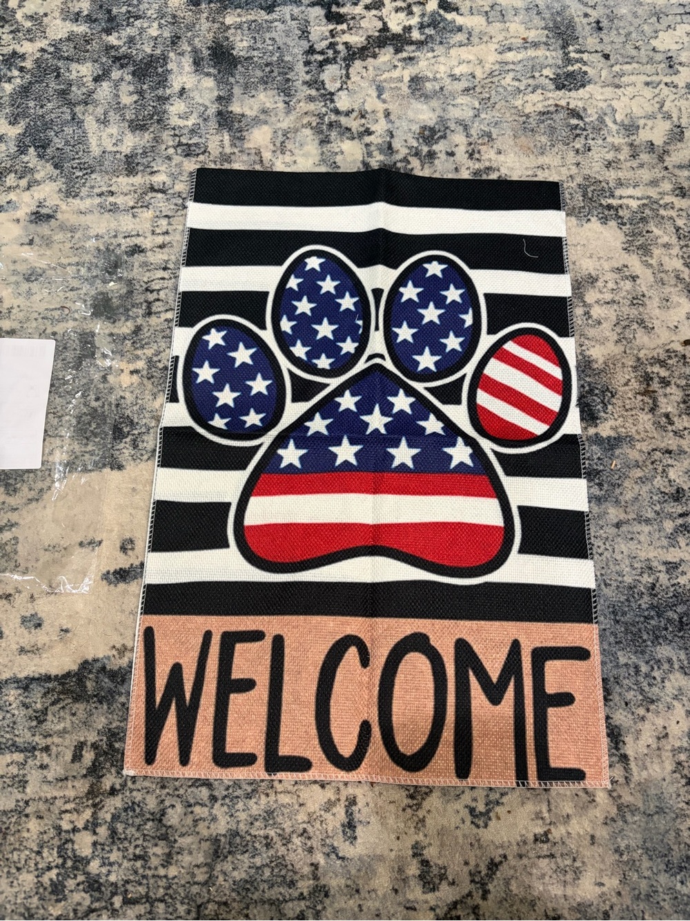 new Patriotic Paw Print Welcome Garden Flag 12"x18" American Stars Stripes Dog